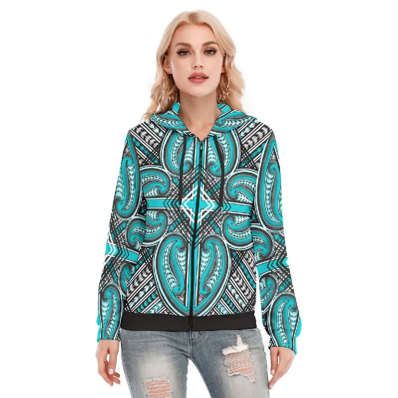 All-Over Print Women's Hoodie With Zipper