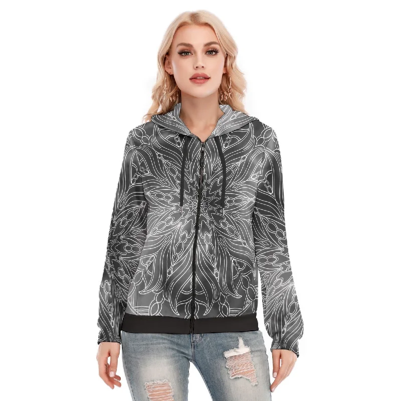 All-Over Print Women's Hoodie With Zipper