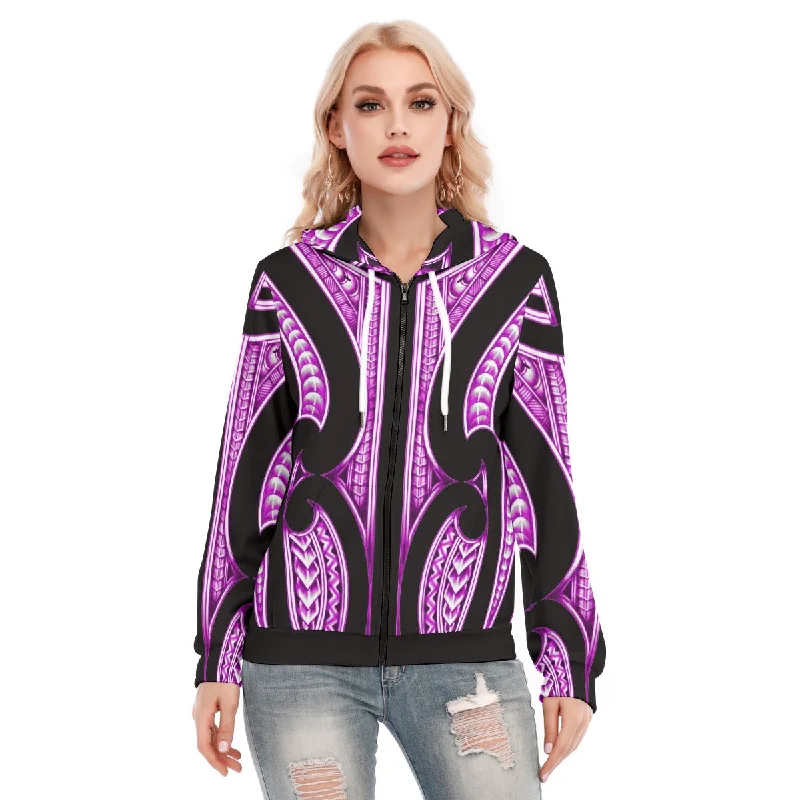 All-Over Print Women's Hoodie With Zipper