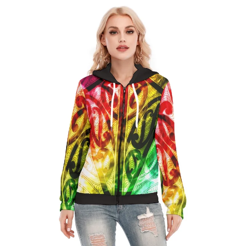 All-Over Print Women's Hoodie With Zipper