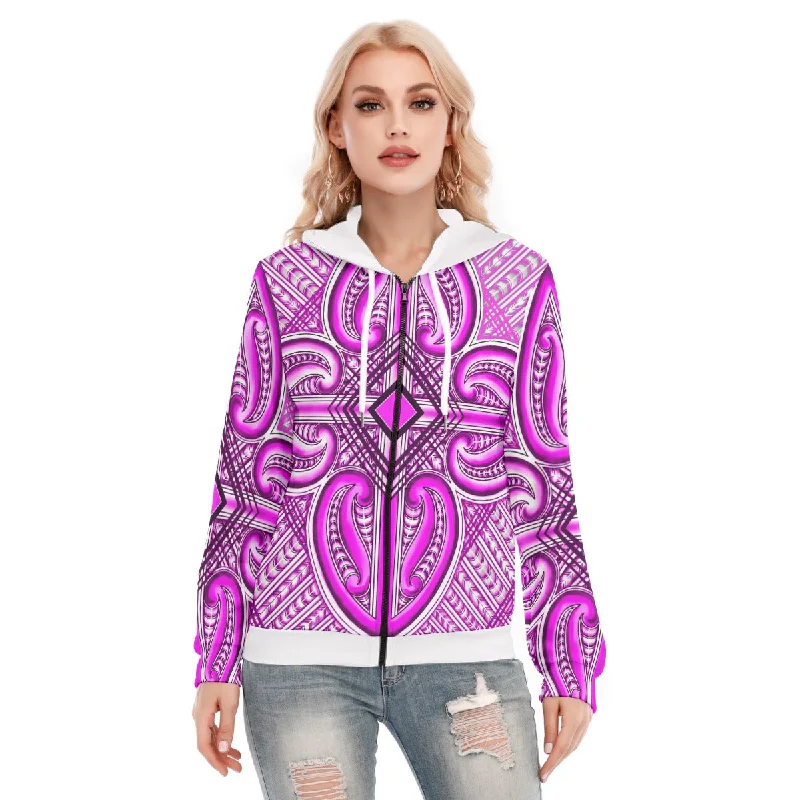 All-Over Print Women's Hoodie With Zipper