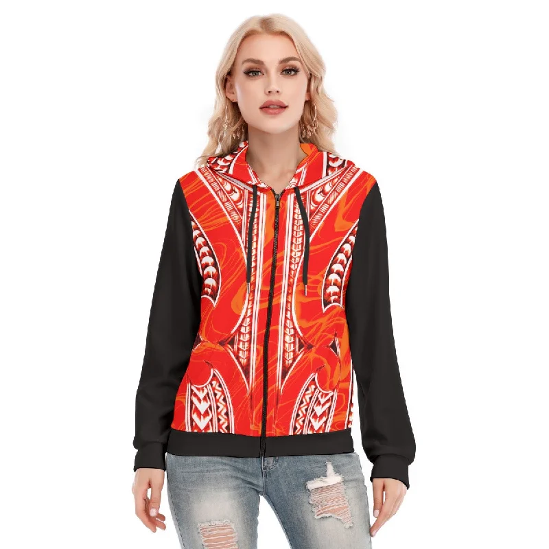 All-Over Print Women's Hoodie With Zipper