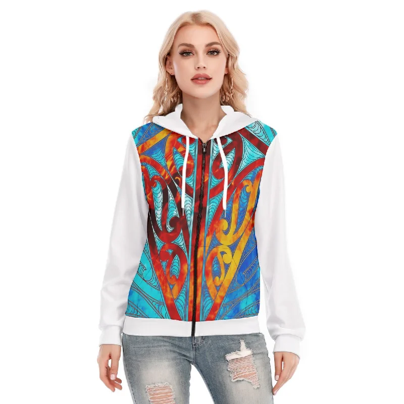 All-Over Print Women's Hoodie With Zipper