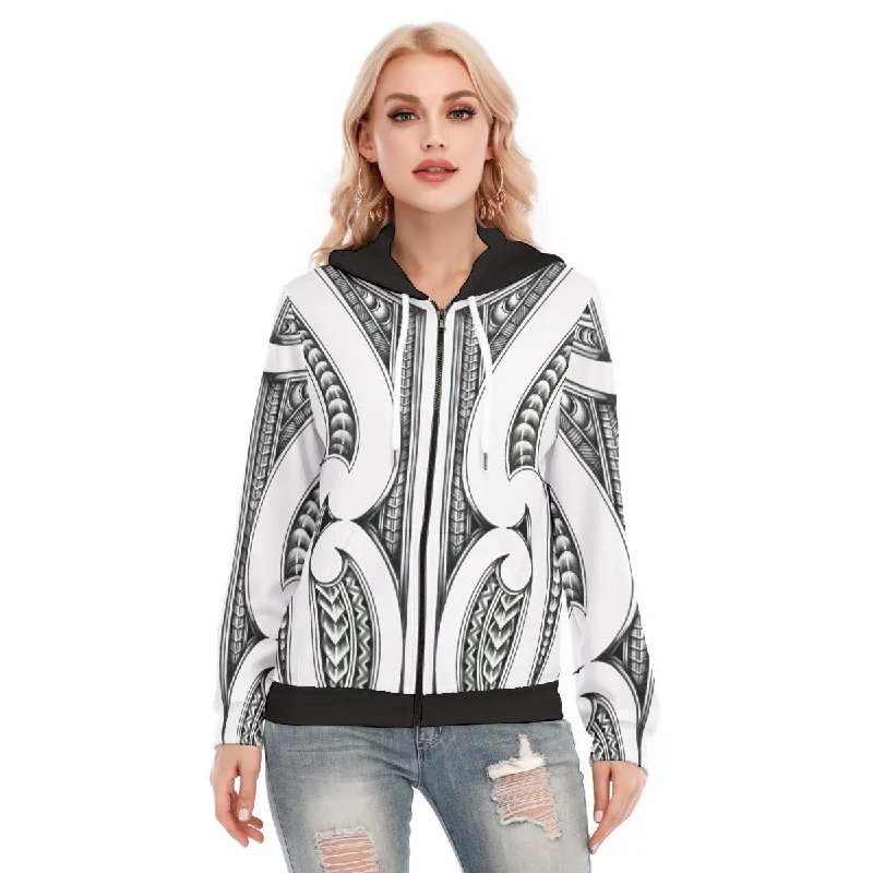 All-Over Print Women's Hoodie With Zipper