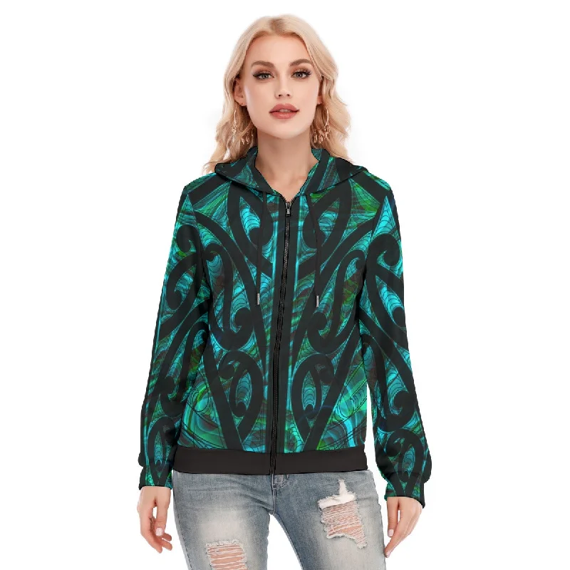 All-Over Print Women's Hoodie With Zipper