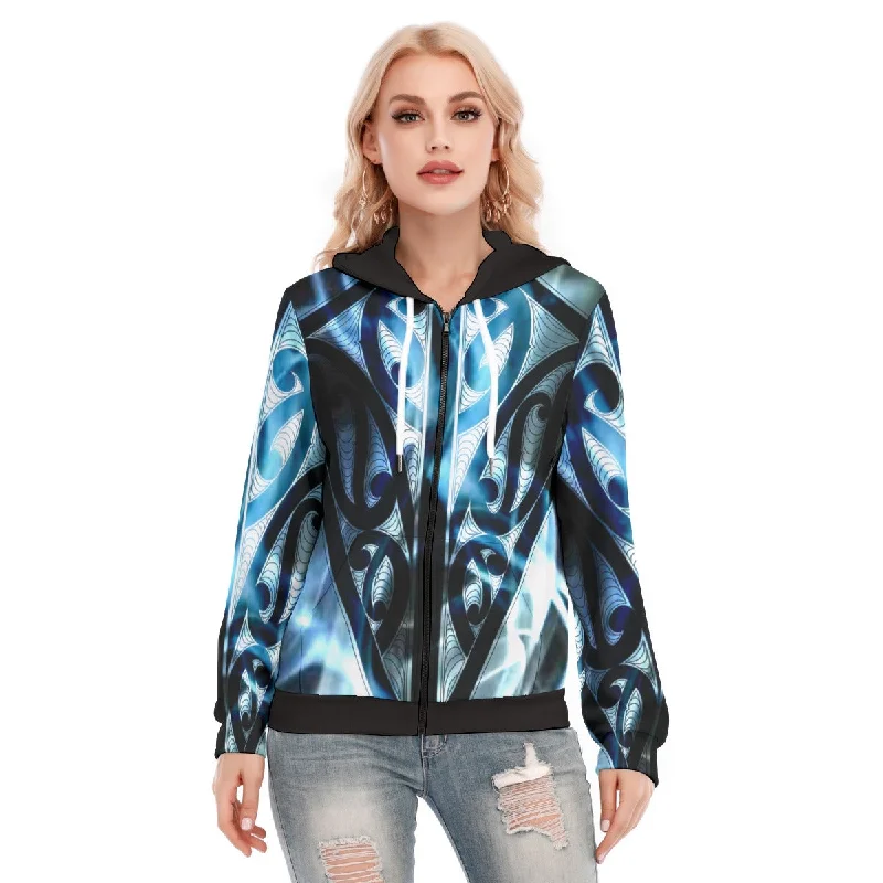 All-Over Print Women's Hoodie With Zipper