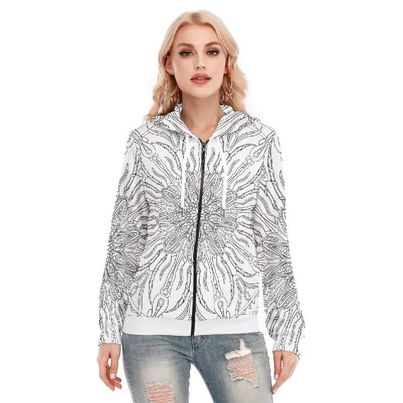 All-Over Print Women's Hoodie With Zipper