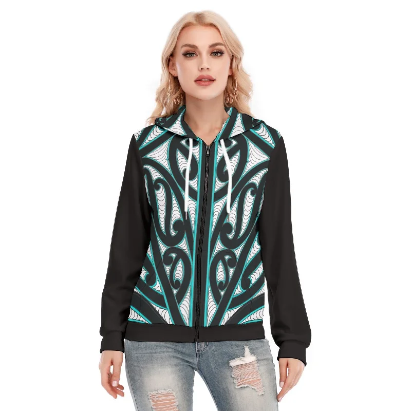 All-Over Print Women's Hoodie With Zipper