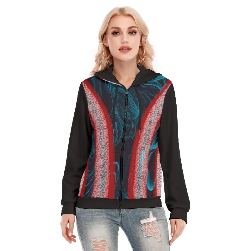 All-Over Print Women's Hoodie With Zipper