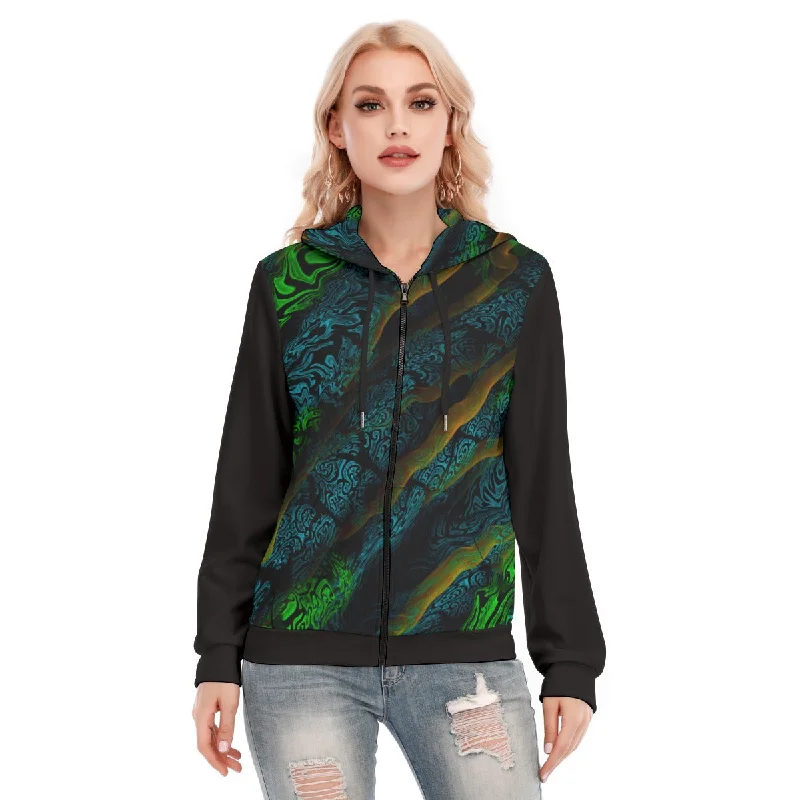 All-Over Print Women's Hoodie With Zipper