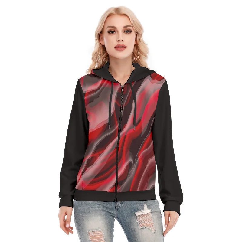 All-Over Print Women's Hoodie With Zipper