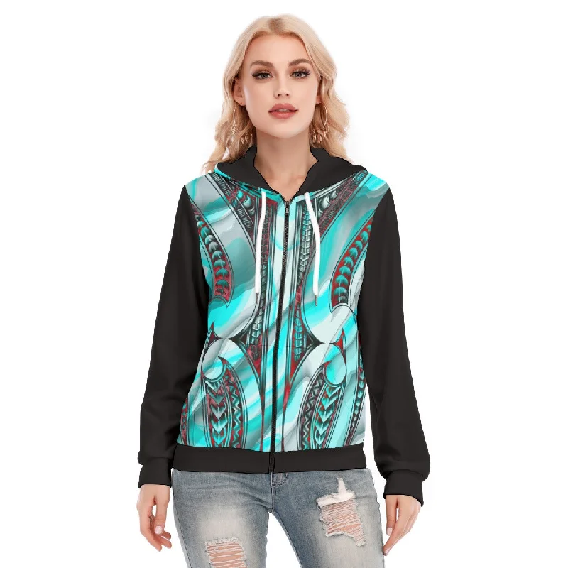 All-Over Print Women's Hoodie With Zipper