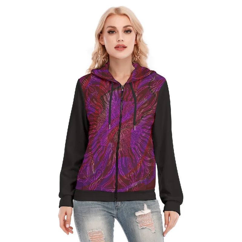 All-Over Print Women's Hoodie With Zipper