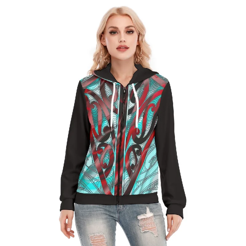 All-Over Print Women's Hoodie With Zipper