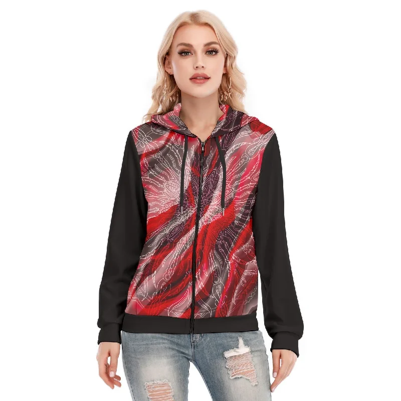 All-Over Print Women's Hoodie With Zipper