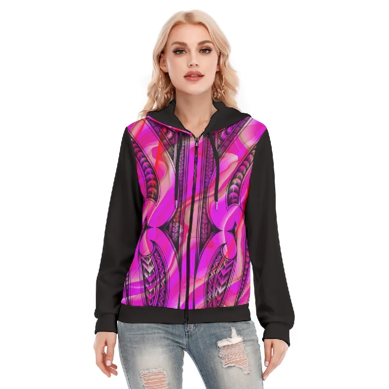 All-Over Print Women's Hoodie With Zipper