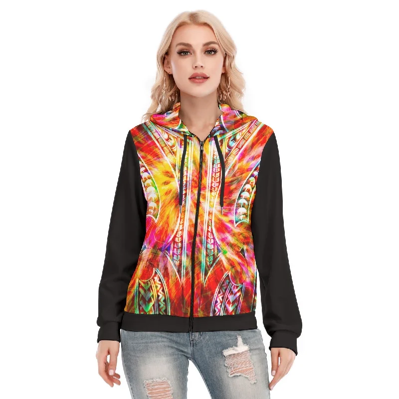 All-Over Print Women's Hoodie With Zipper