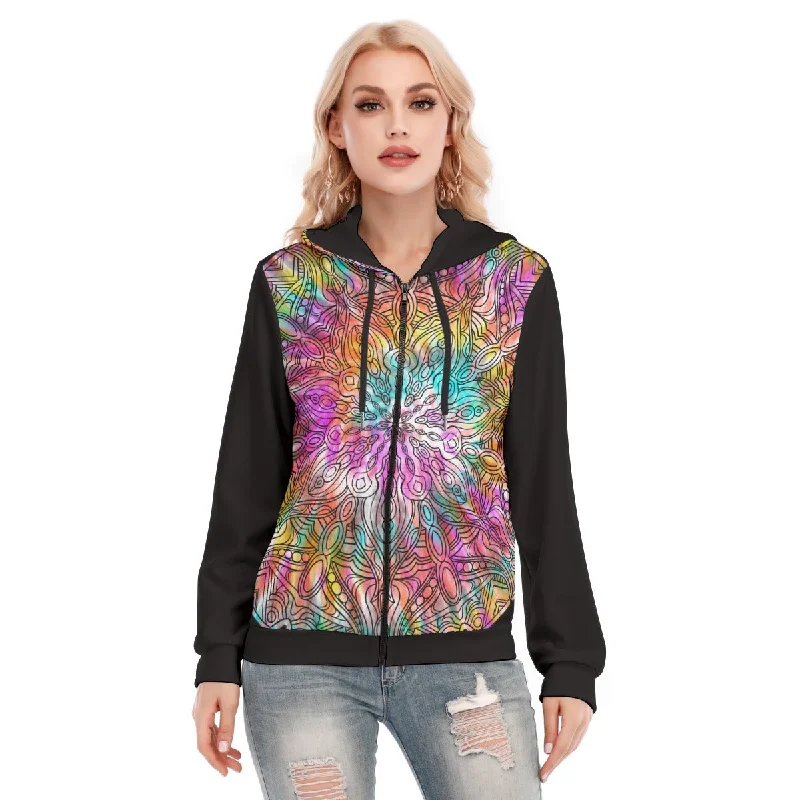 All-Over Print Women's Hoodie With Zipper