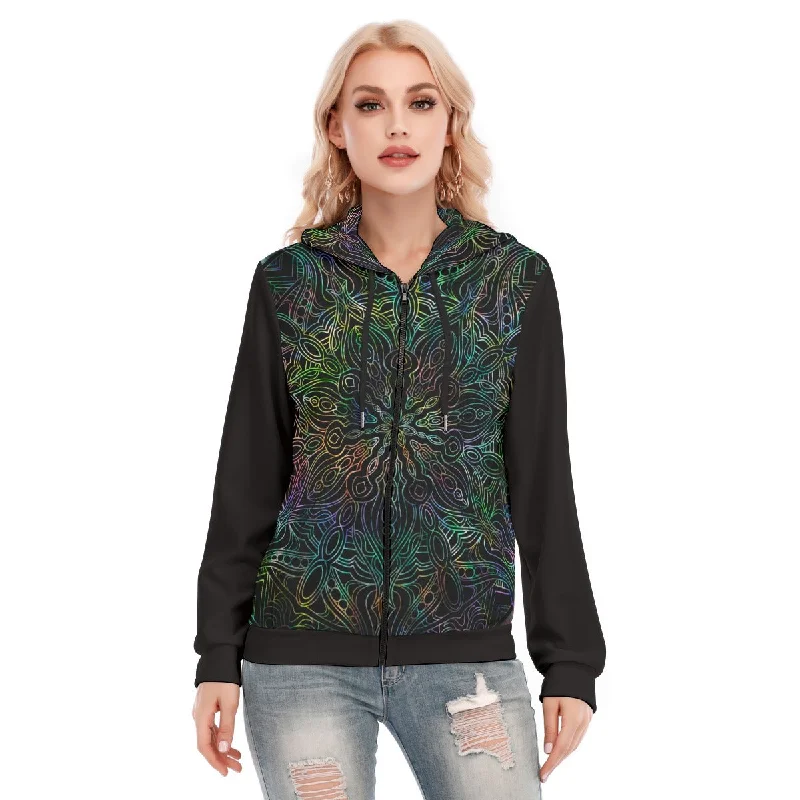 All-Over Print Women's Hoodie With Zipper