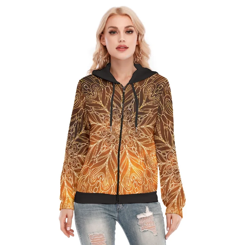 All-Over Print Women's Hoodie With Zipper