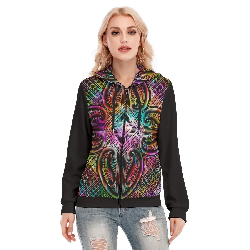 All-Over Print Women's Hoodie With Zipper