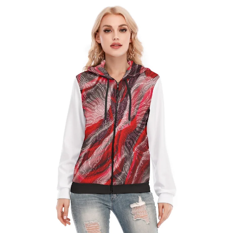 All-Over Print Women's Hoodie With Zipper