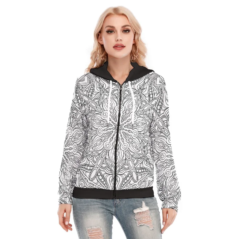 All-Over Print Women's Hoodie With Zipper