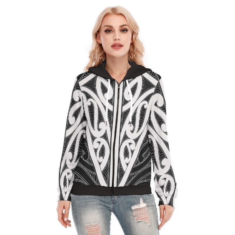 All-Over Print Women's Hoodie With Zipper