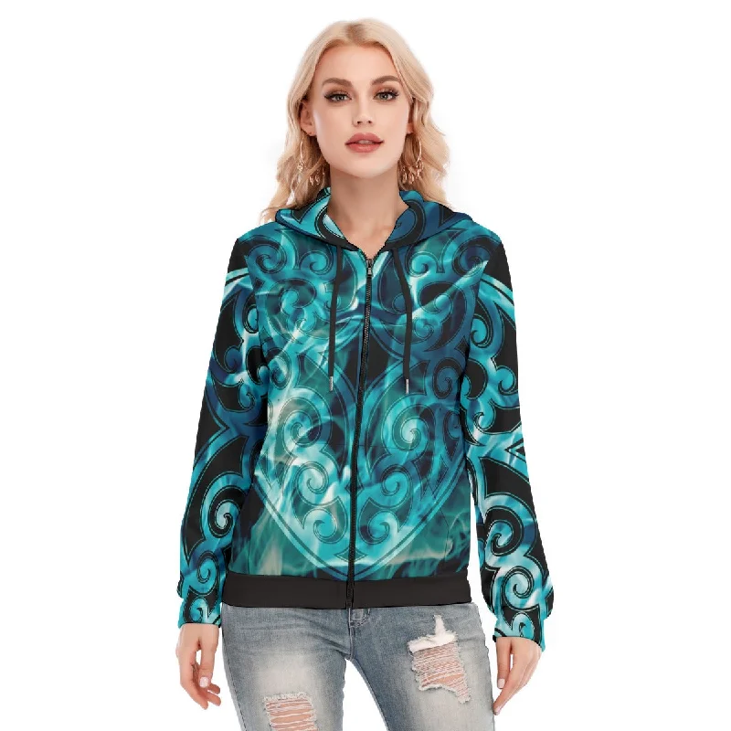 All-Over Print Women's Hoodie With Zipper