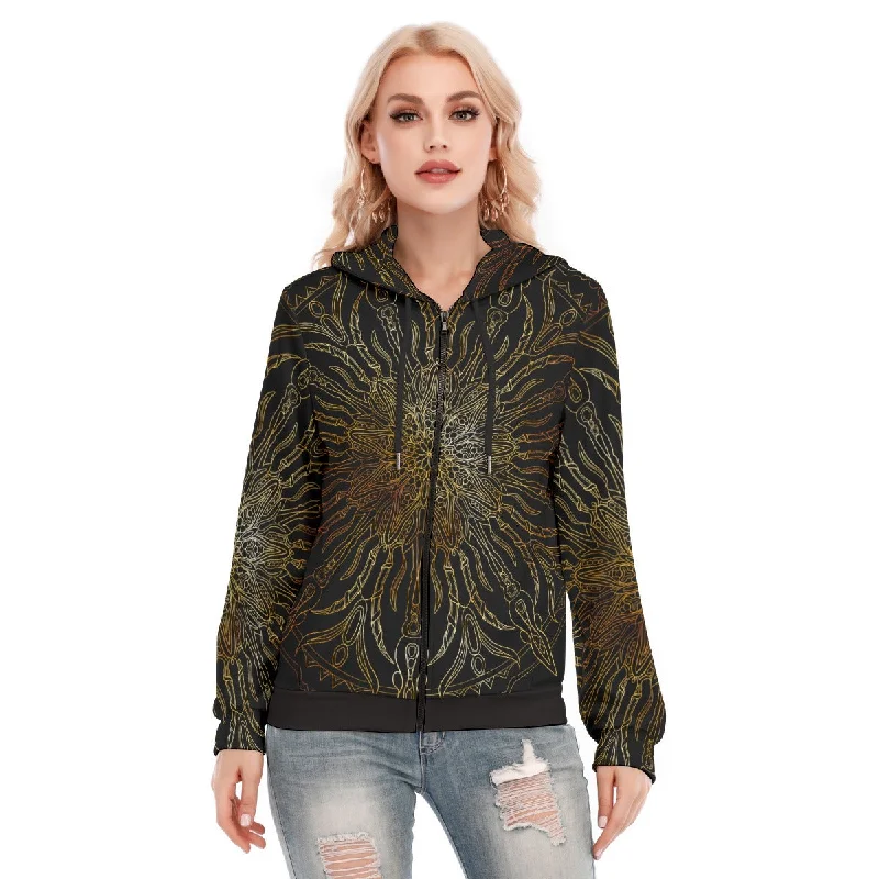 All-Over Print Women's Hoodie With Zipper