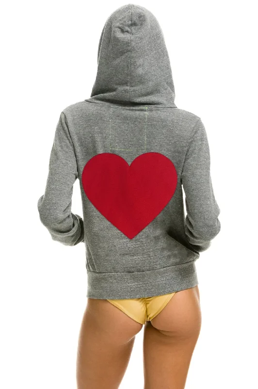 AVIATOR NATION HEART STITCH ZIP HOODIE - HEATHER GREY