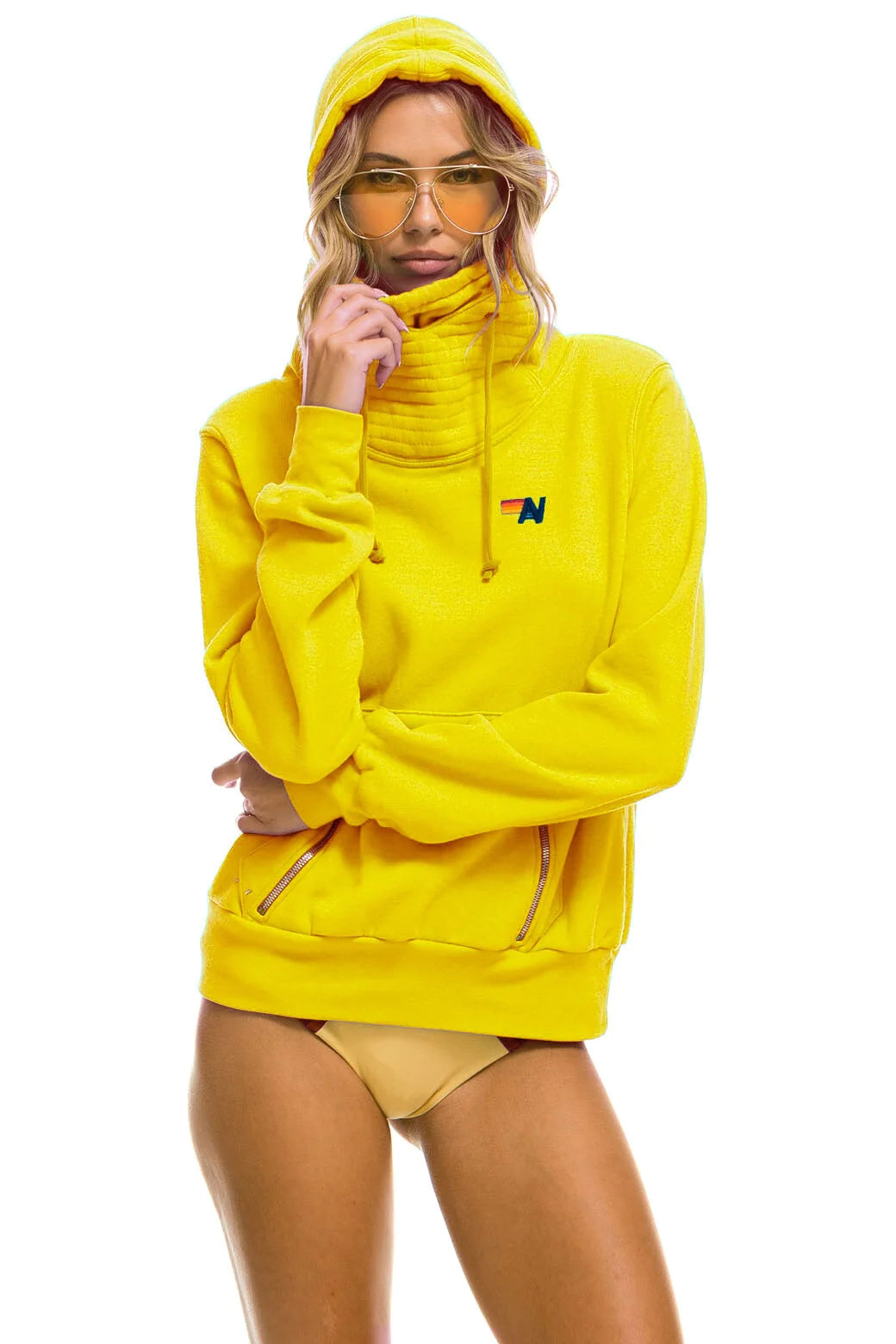 AVIATOR NATION NINJA UNISEX PULLOVER HOODIE IN LEMON