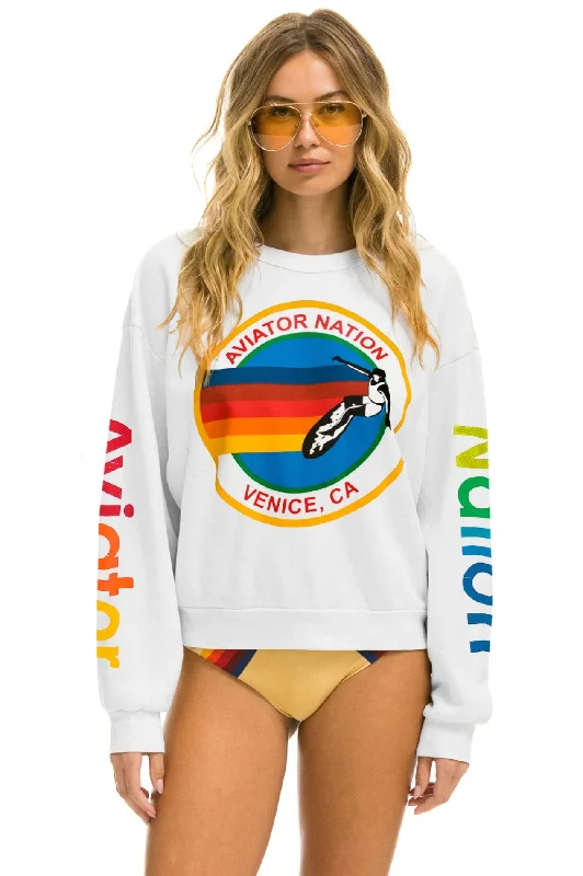 AVIATOR NATION RELAXED CREW UNISEX SWEATSHIRT - WHITE