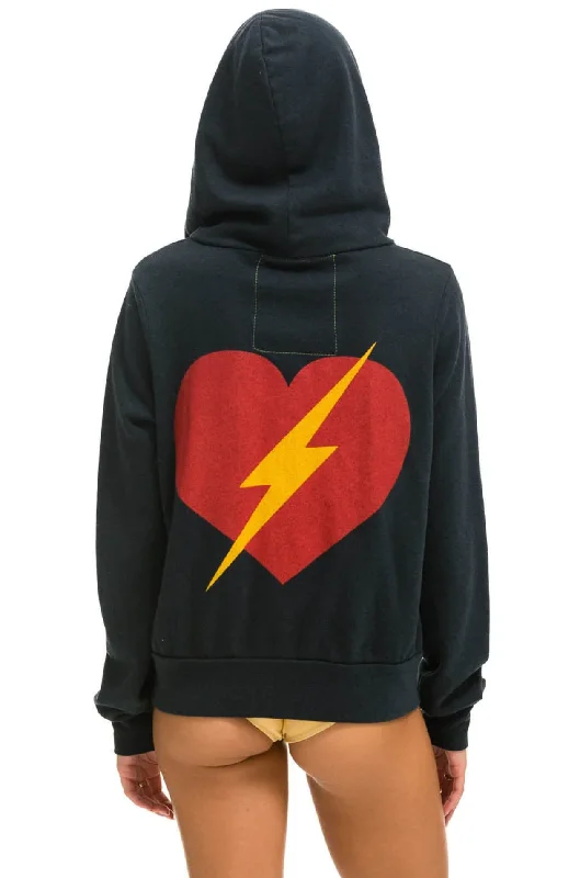 AVIATOR NATION UNISEX BOLT HEART ZIP HOODIE - CHARCOAL