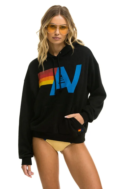 AVIATOR NATION UNISEX LOGO PULLOVER RELAXED HOODIE - BLACK