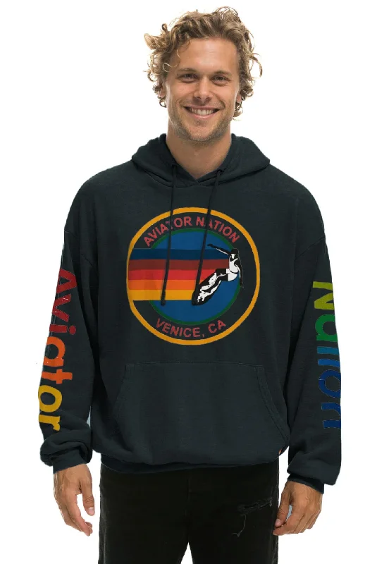 AVIATOR NATION UNISEX RELAXED PULLOVER HOODIE IN CHARCOAL