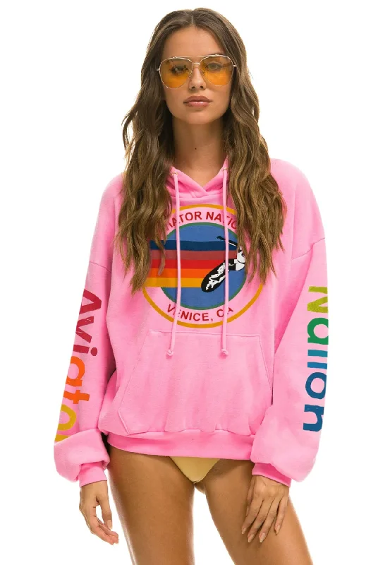 AVIATOR NATION UNISEX RELAXED PULLOVER HOODIE - NEON PINK