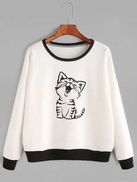 Printed Cat Sweatshirt