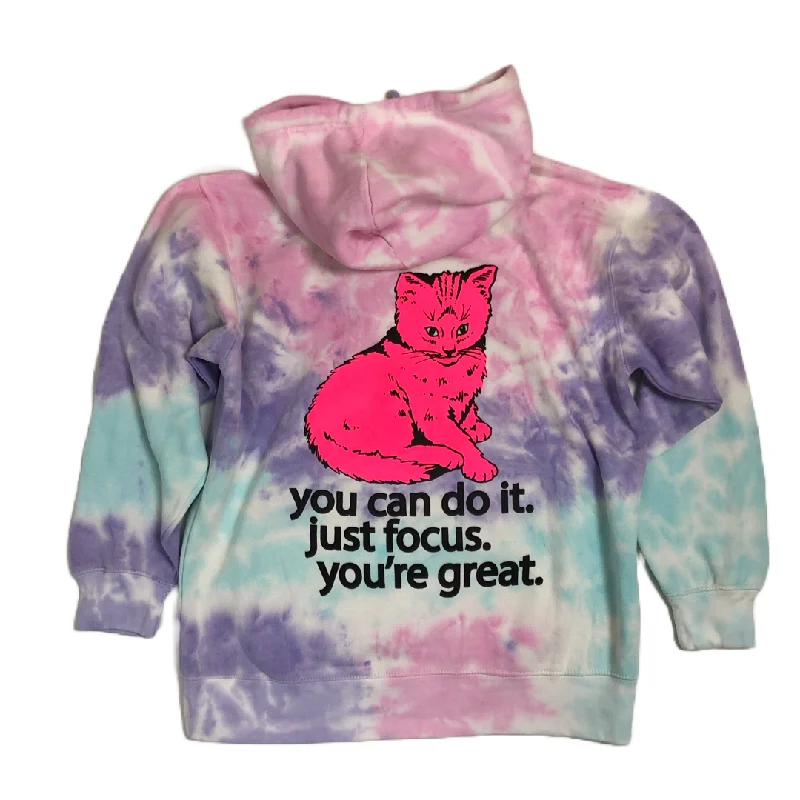 Focus Cat Tie-Dye Hoodie - Cotton Candy