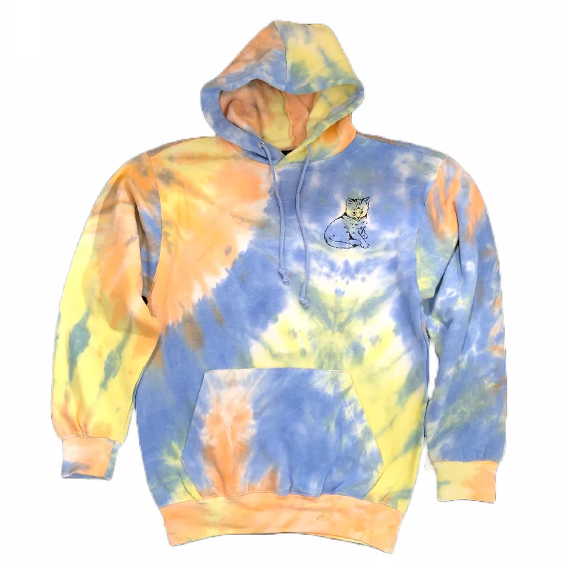 Focus Cat Tie-Dye Hoodie - Funnel Cake Sunrise