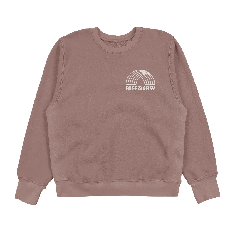 FREE & EASY RAINBOW UNISEX HEAVY FLEECE SWEATSHIRT IN MAUVE