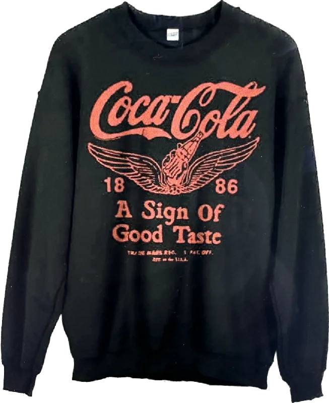 JUNKFOOD COCA COLA A SIGN OF GOOD TASTE BLACK UNISEX CREW SWEATSHIRT