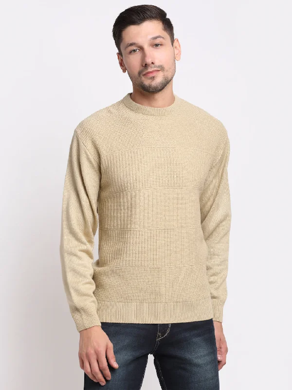 Men Khaki Pullover Sweater