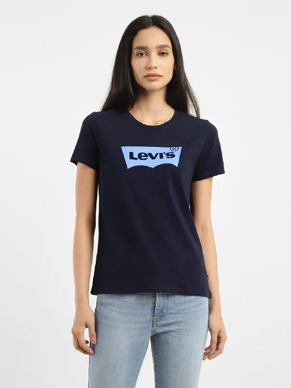 Women's Brand Logo Round Neck T-shirt