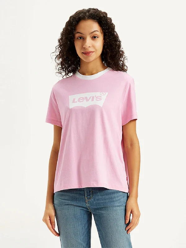 Women's Brand Logo Straight Fit T-Shirt