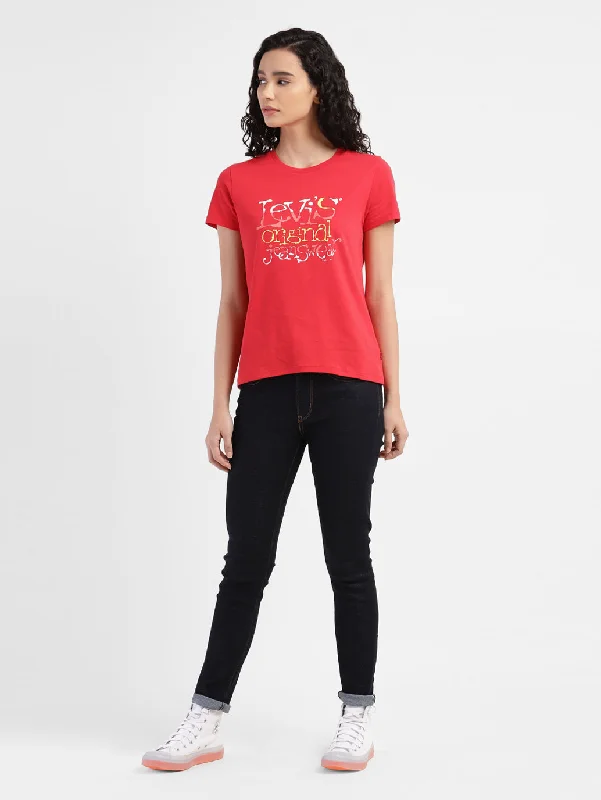 Women's Brand Logo Round Neck T-shirt