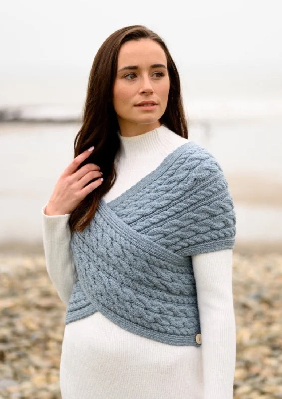 Aran Crossover Wrap | Mist Marl