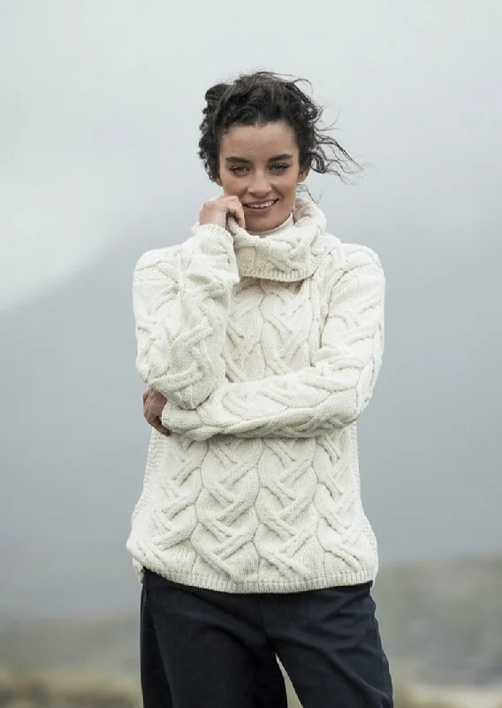 Aran Cowl Neck Chunky Sweater | Natural