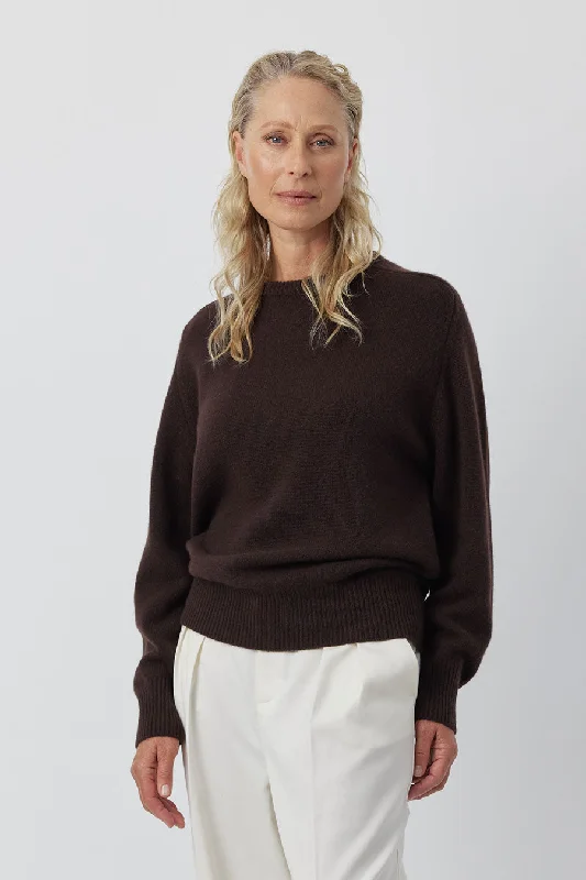 Cashmere Boyfriend Saddle Sweater - Cacao