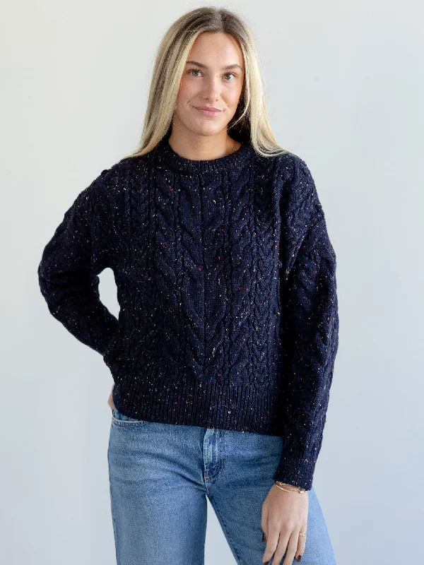 GiGi Oversized Cable Sweater Navy Speckle